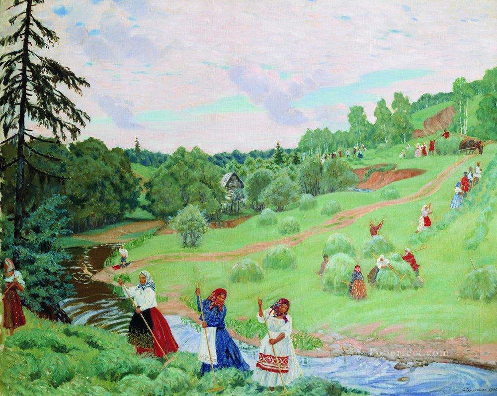 haymaking 1917 Boris Mikhailovich Kustodiev Oil Paintings